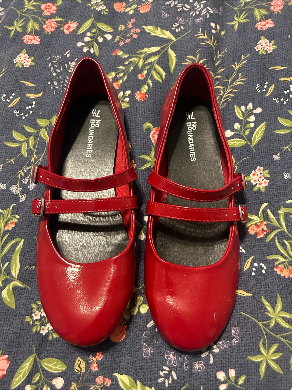 No Boundaries Red Double-Strap Mary Jane Flats